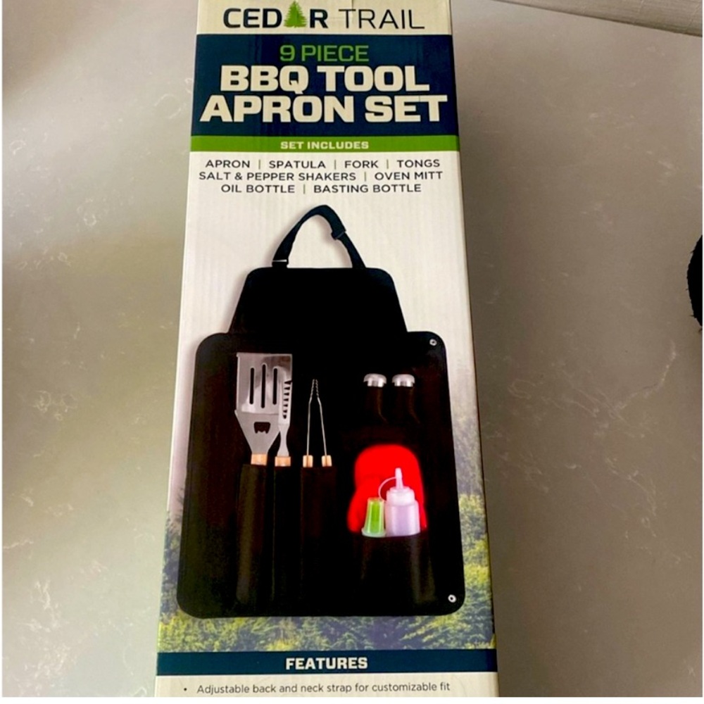 NWT 9 Piece BBQ Tool and Apron Set